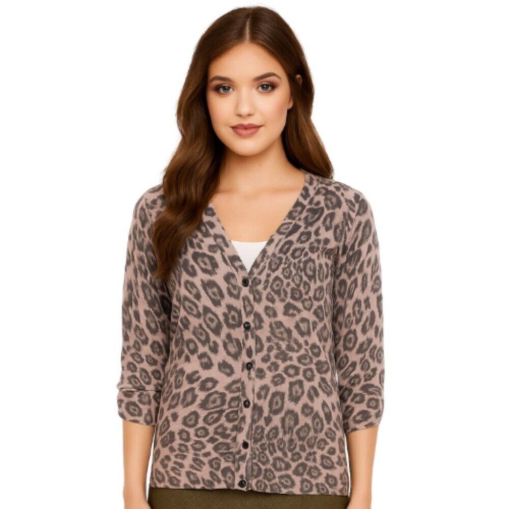 Rebecca Taylor Animal Print Plunge Neckline Sweater EUC Size XS